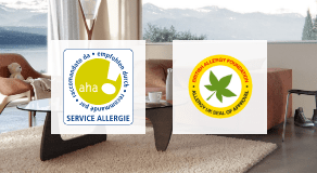 
                   Labels obtained by Laurastar. Certification bodies recommend Laurastar hygienic steamers for removing dust mites and allergens from fabrics and surfaces.
                   
