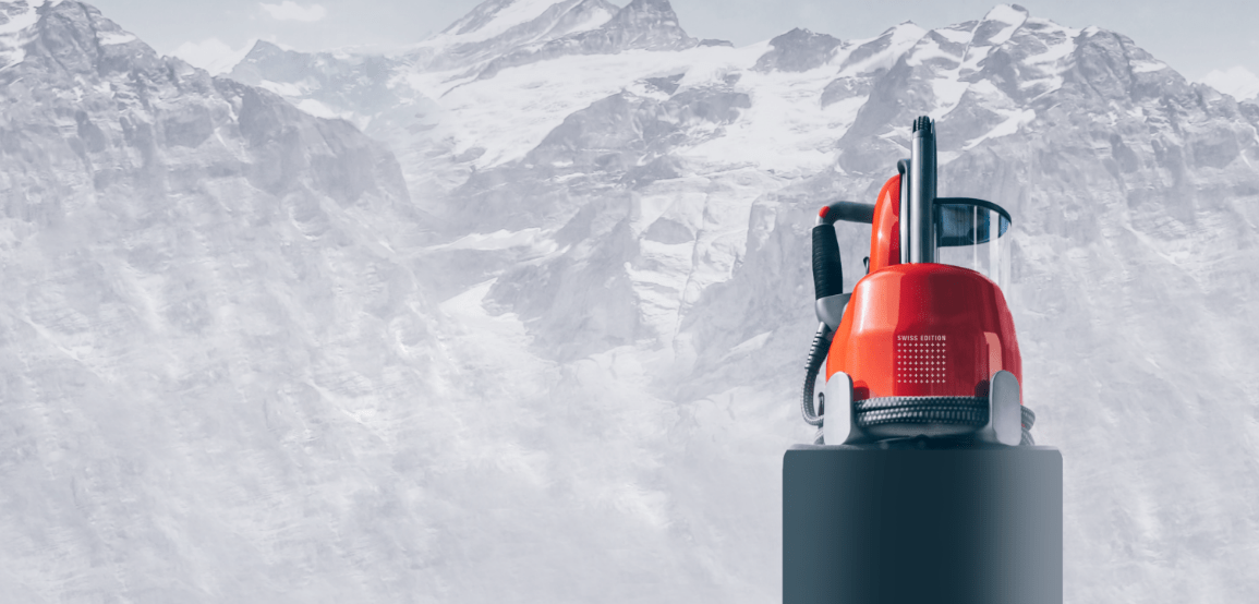 
  Laurastar has embodied Swiss expertise for over 40 years. A mountain in the background, showing the brand's expertise in creating high-quality products.
  